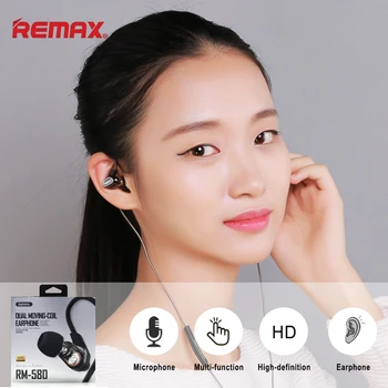 REMAX Øretelefon RM-580 Kablede Multifunktionelle Musik Headset In-ear Sports støjreduktion Mikrofon, Hovedtelefoner HIFI HD Hovedtelefoner