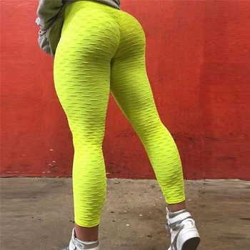 SALSPOR Høj Talje Fold Kvinder Sport Leggings Holde Slank Push Up Yoga Bukser Mode Solid Farve Åndbar Fitness Legging