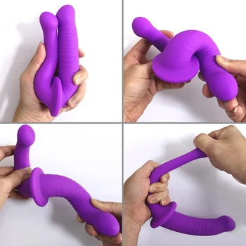 Sex U-Form-Dobbelt-Stor Realistisk Dildo I Skeden Anal Kvinder Gay Lesbian Dobbelt Endte Dong Penis Kunstig Penis Sex Legetøj