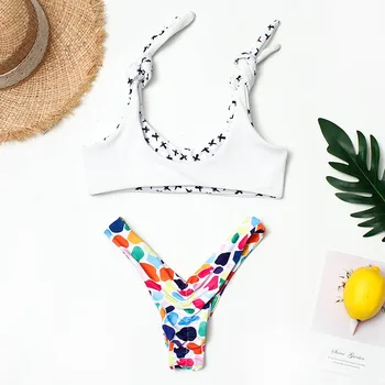 Sexet Hvid Bikini Sæt 2019 G-Streng Badetøj Kvinder Badedragt Uafgjort Skulder Bandage Badetøj Maillot De Bain Femme Bikinier