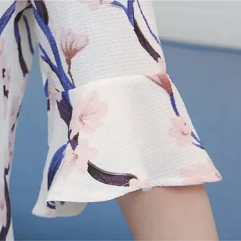 SEXMKL 2020 Kvinder Print Sommer Bluse Mode koreanske V-Hals Chiffon Bluser Flare Ærmet Damer Kontor Toppe Plus Size Shirts