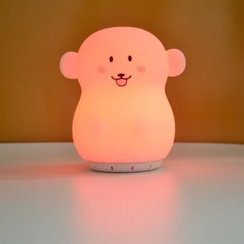Silikone Dog Monkey Music Lampe Trådløs Bluetooth Højttaler Afspiller USB-Genopladelige RGB LED Nat Lys for Børn Baby Gave