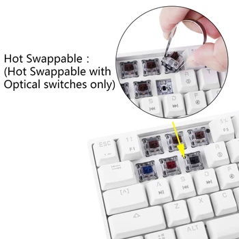 SK61 Mini Bærbare 60% Mekanisk Tastatur Gateron optiske Switche RGB-Baggrundsbelyst Hot Swappable Kablede Gaming Keyboard til PC, Mac