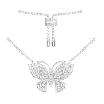 SLJELY Luksus Brand Design 925 Sterling Sølv Sommerfugl Halskæde Micro Cubic Zirconia Sten til Kvinder Fine Smykker