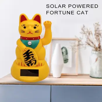 Solar Rystende Hænder Lucky Cat Kunsthåndværk Hjem Shop Hotel Dekoration Formue Figurer Rigdom Vinke Kat Oranment Fødselsdag Gaver
