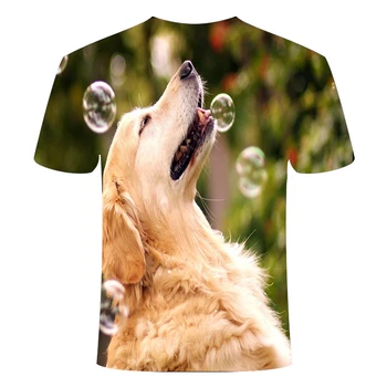 Sommeren nye stil mænds personlighed design casual toppe mænds fashion alle-match T-shirt 3D-print dyr, hunde T-shirt med rund hals