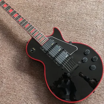 Sort farve standard brugerdefineret elektrisk guitar,sort pickguard,3 pickups gitaar,1 stykke hals krop.musikinstrumenter guitarra.