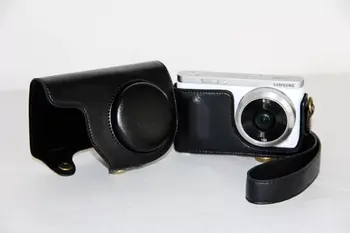 Sort Ny PU Læder kamerataske Taske til Samsung NX-Mini Digitalt Kamera, 9mm Linse Rem Gratis fragt