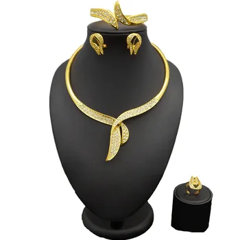 Stor størrelse smykke sæt afrikanske kvinder halskæde guld smykker sæt, armbånd og øreringe