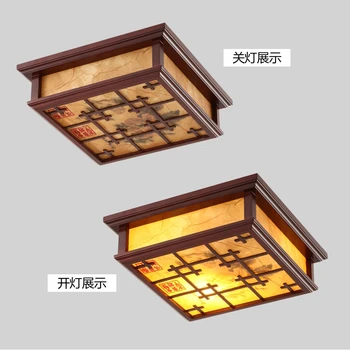 Stue Kinesisk stil loftsbelysning restaurant massivt træ art undersøgelse lampe LED-klassisk imiteret fåreskind bed LU718113