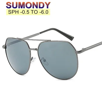 SUMONDY -0.5 at -6.0 Dioptri Recept Briller Solbriller For Nærsynet Mænd Kvinder Legering Pilot Færdig Nærsynethed Briller UF47