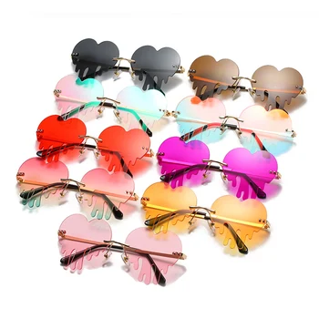 SÅ&EI Mode Unik Kærlighed Hjerte, Rive Form Solbriller Kvinder Farverige Uindfattede Briller Vintage Klare Hav Linse Kvindelige solbriller