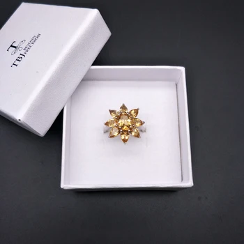 TBJ,god farve Citrin Ringe naturlig gemstone med 925 sterling sølv enkel stil, fine smykker til kvinder, daily wear