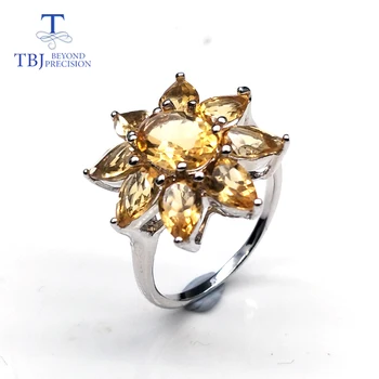 TBJ,god farve Citrin Ringe naturlig gemstone med 925 sterling sølv enkel stil, fine smykker til kvinder, daily wear