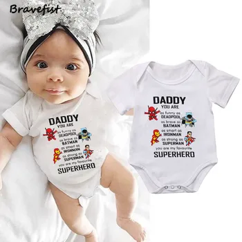 Tegnefilm Dejlige Nyfødte Bodyer Korte Ærmer Spædbarn Tøj Daddy Print Sommer Børn Drenge Piger Tøj 0-24M Sunsuits Tees