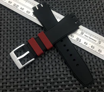 Top Kvalitet Sort rød Dykning 20mm*25mmm Silikone Gummi Urrem For Swatch strap watch-band, Red hjul YYS4004 YYS serie