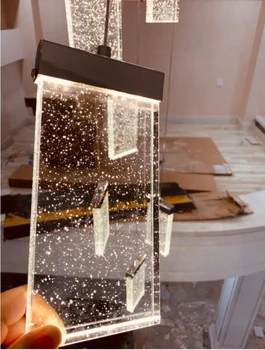 Trappe krystal lysekrone luksus LED firkantet boble krystal lampe loft, duplex-lysekrone villa hotel lobby dekoration lampe