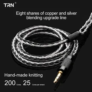 TRN Kobber Sølv Blandet 8 Core Opdateret Kabel til 2,5/3,5 mm Balanceret Kabel Med MMCX/2pin 0.75/0.78 mm Stik Til TRN IM1 V80 V60