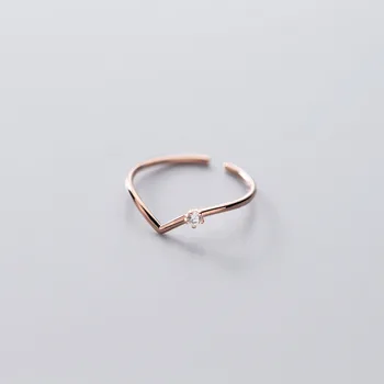 Trustdavis Ægte Fashion 925 Sterling Sølv Sød V Blændende CZ Åbning Finger Ring For Kvinder Fine S925 Ring Smykker DA1055