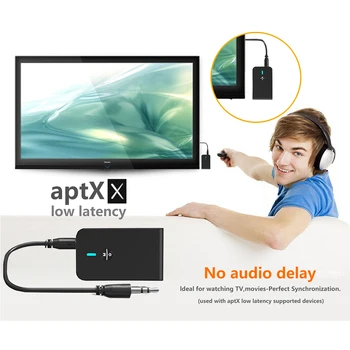 Trådløs Bluetooth-5.0-Sender-Modtager 3,5 mm jack AUX Stereo Audio Adapter til Lav Latenstid Dual Link til TV-Home Stereoanlæg