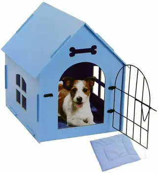 Træ Hund I Huset W/ Mat - Træ-Pet House - Træ Puslespil Hund I Huset - Blå