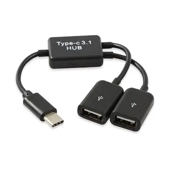 Type C OTG USB 3.1 Mand til Dual 2.0 Kvindelige OTG Oplade 2-Port-HUB, Kabel-Y-Splitter