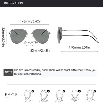 Uindfattede Polariserede Solbriller Mænd Luftfart Ultralette Titanium Arme Brillerne Polarisere Kvinder Brand Designer Polaroid super Light