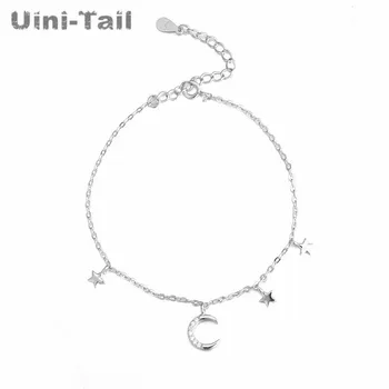 Uini-Hale hot nye 925 sterling sølv, buet månen mini-stjernede mikro-indlagt armbånd koreansk mode søde, friske temperament smykker