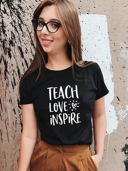 Underviser Kærlighed Inspirere Brev Hjerte Print Kvinder T-Shirt til Lærer Gave Harajuku Kawaii kortærmet T-shirt Kvindelige Toppe Tumblr