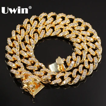 UWIN Micro Bane Hvide Cubic Zirconia Choker Halskæder 12mm Mode Hiphop Cubanske Kæde Smykker Mænd Kvinder Drop Shipping