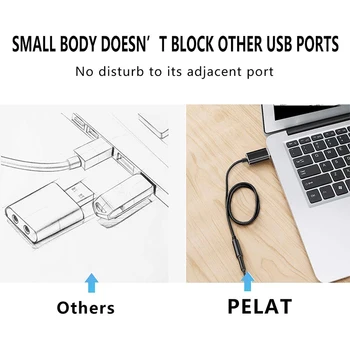 Veggieg USB-o-Adapter Eksterne lydkort med 3.5 mm Hovedtelefon-og mikrofonstikket til Windows/Mac/Linux/Pc/Bærbare/PS4