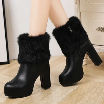 Vinter Mode støvler stil Firkantet hæl kvinder femininas ankel støvler botas kvinde masculina shoes botines mujer chaussure sko
