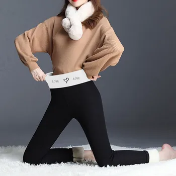 Vinteren Kvinder Leggings Solid Bukser med Høj Talje Tykkere Varmt Damer Plus Size Lange Bukser Flannel Streetwear Casual Bukser S-4XL