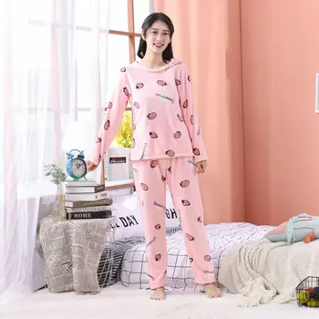 Vinteren Pyjamas Sæt Til Kvinder Two Piece/jakkesæt Flannel, Varm, Top og Pants Pink Sød Tyk nattøj Pyjamas, der Passer Hjem Passer til