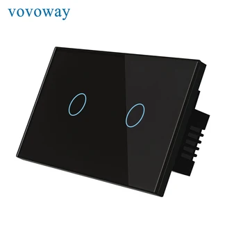 Vovoway OS Touch skifte hjem vægmonteret lyskontakten interrupter 2gang AC110V-220V luksus hærdet glas touch panel