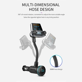 VR robot Bluetooth FM-Senderen Wireless In-car Aux Car MP3-Afspiller, Håndfri Adapter Kit med LCD-Display, PD Type-c Oplader