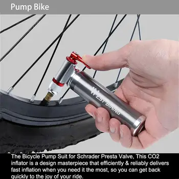 WEST CYKLING Bærbare Cykel Pumpe Dæk Inflator Aluminium MTB Cykel CO2-Pumpe til Basketball, Cykling Tilbehør.
