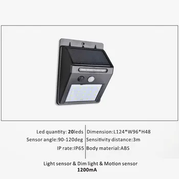 Wireless Solar Powered 35 LED Solar Light Vandtæt IP65 PIR bevægelsessensor Udendørs Hegn Have Lys Vej Sol væglampe