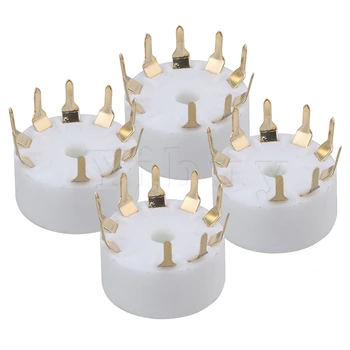 Yibuy 4 Stykker Hvid Keramik Vacuum Tube GZC9-A-G-Socket Saver til 9 Pin Rør
