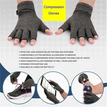 ZITY 1pair Kvinder Mænd Bomuld Elastisk Hånd Gigt Joint Pain Relief Handsker Terapi Åbne Fingre Kompression Handsker